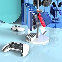 Vista 7 de WEGASTU Soporte para auriculares, soporte para controlador de PS5, soporte para accesorios de juegos, soporte para CD, soporte para iPad