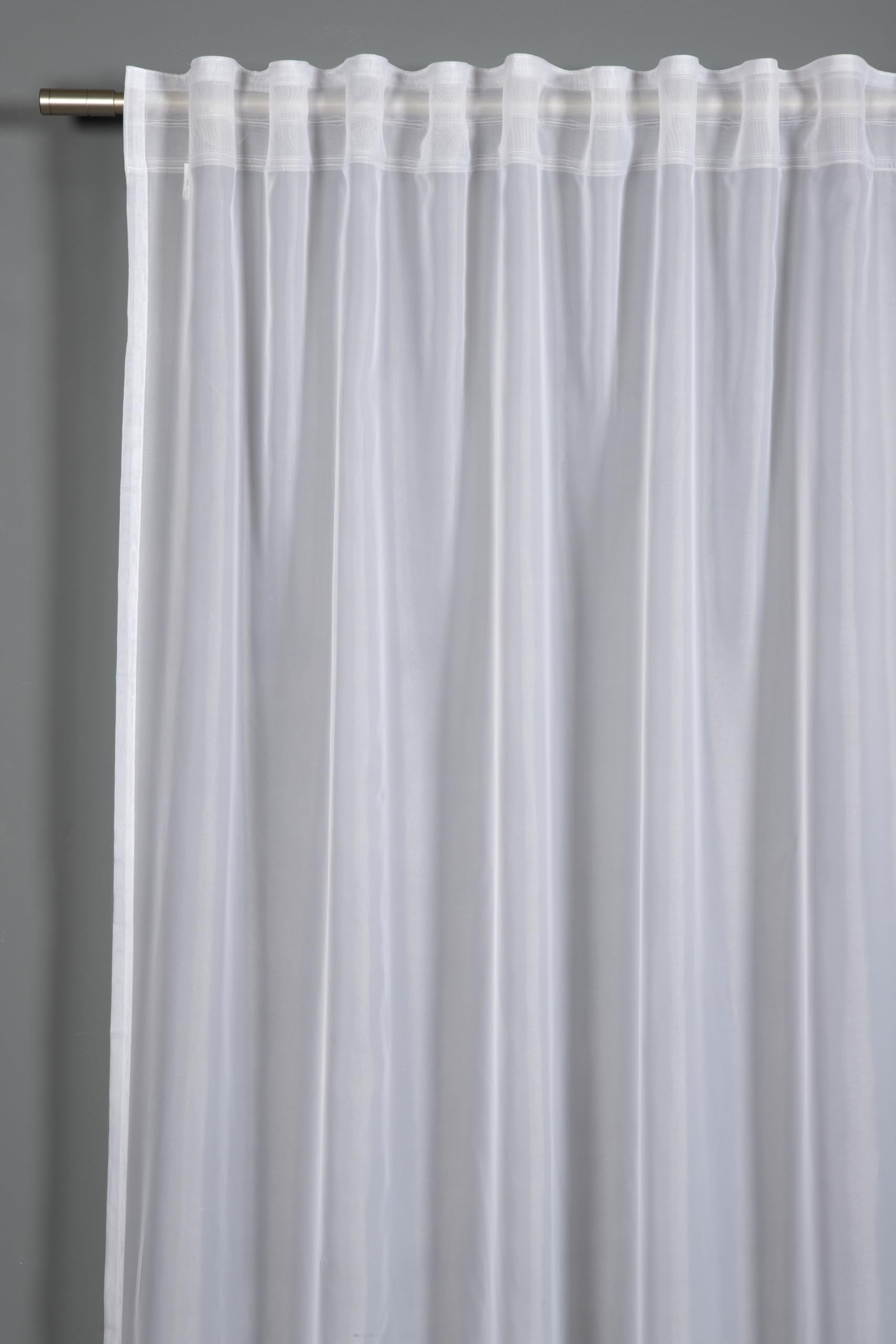 Sehlbach Fertiggardine mit Gardinenband – Voile mit Beschwerungstasche, Weiß, 300 x 175 cm