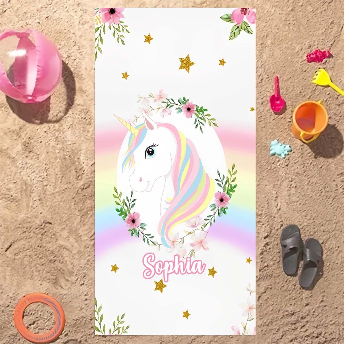 Personalized Unicorn beach towel for girls Personalized