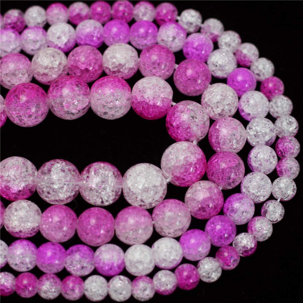 Oameusa 12mm Pink White Popcorn Crystal Natural Gemstone Loose Agate Stones Beads for DIY Bracelets Necklace Earring Jewelry Making Supplies About 30-32Pcs 15inches/Strand