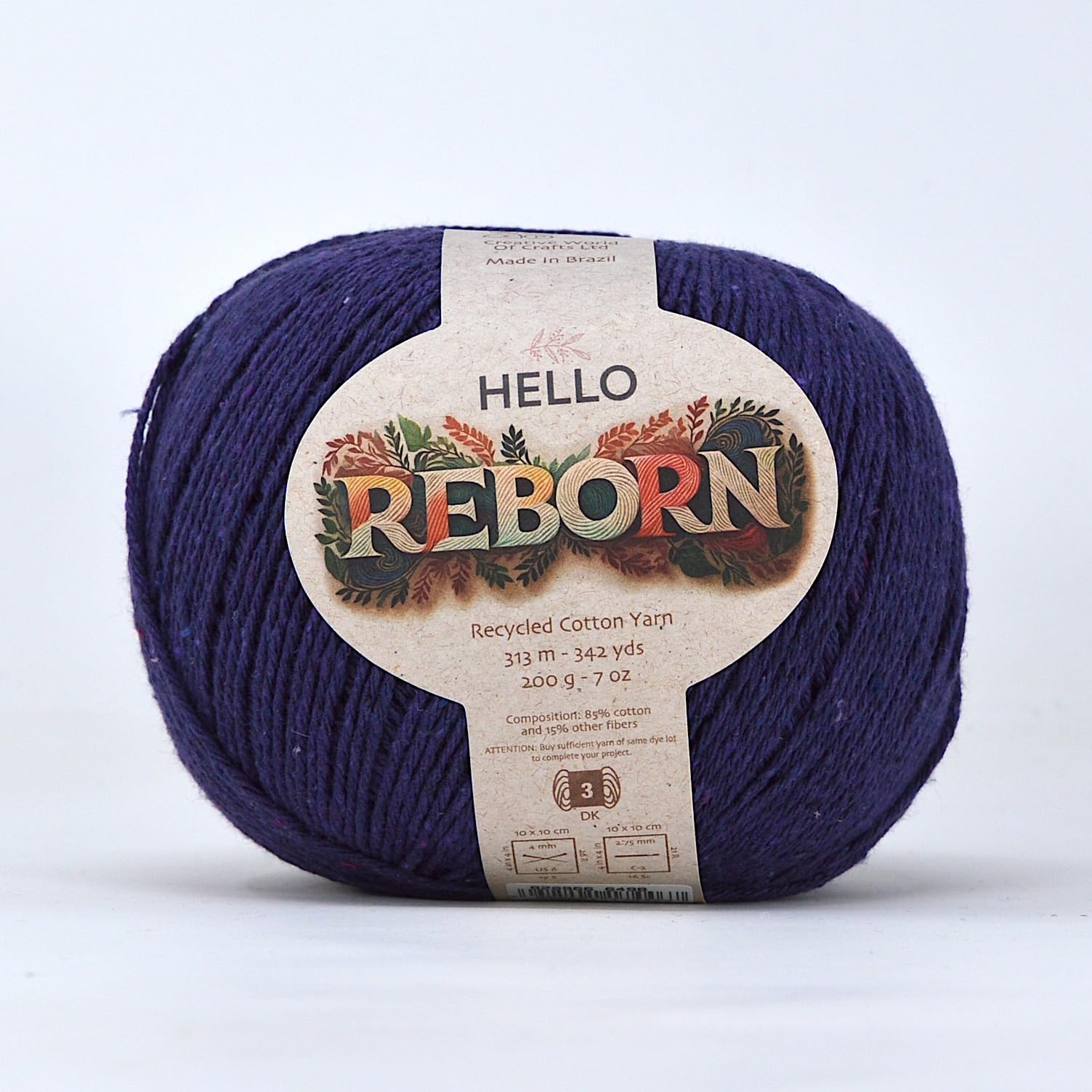 Reborn Recycled Cotton - Grape - 200g DK Crochet/Knitting Yarn