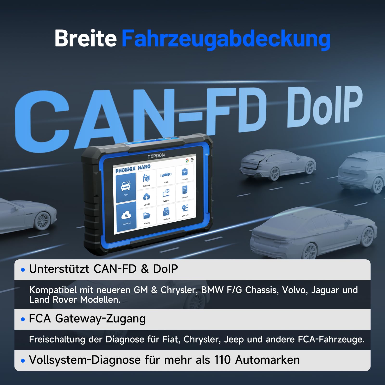 TOPDON Phoenix Nano OBD2 Diagnosegerät ECU Codiergerät mit Vollsystem