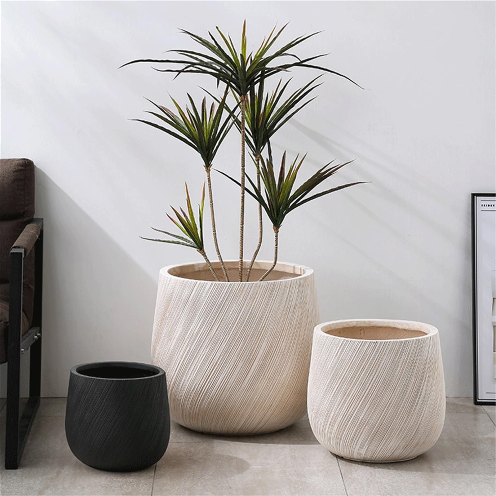 Doniczki Decorative Clay Flower Pots, Perfect For The Living Room: Pair Them With Minimalist-style Houseplants(Biały,Średni)