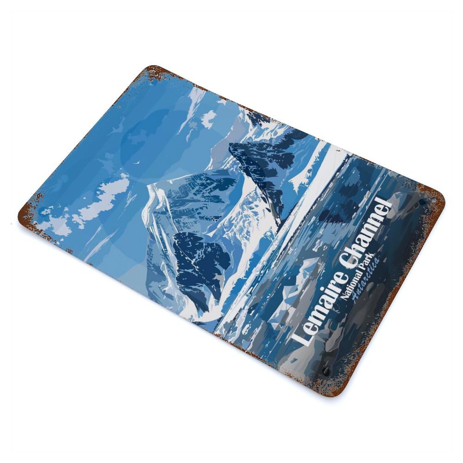 Decorative Tin Sign Lemaire Channel Antarctica National Park 11.8"x7.9", Vintage Wall Decor for Pub, Kitchen And Man Cave Decor