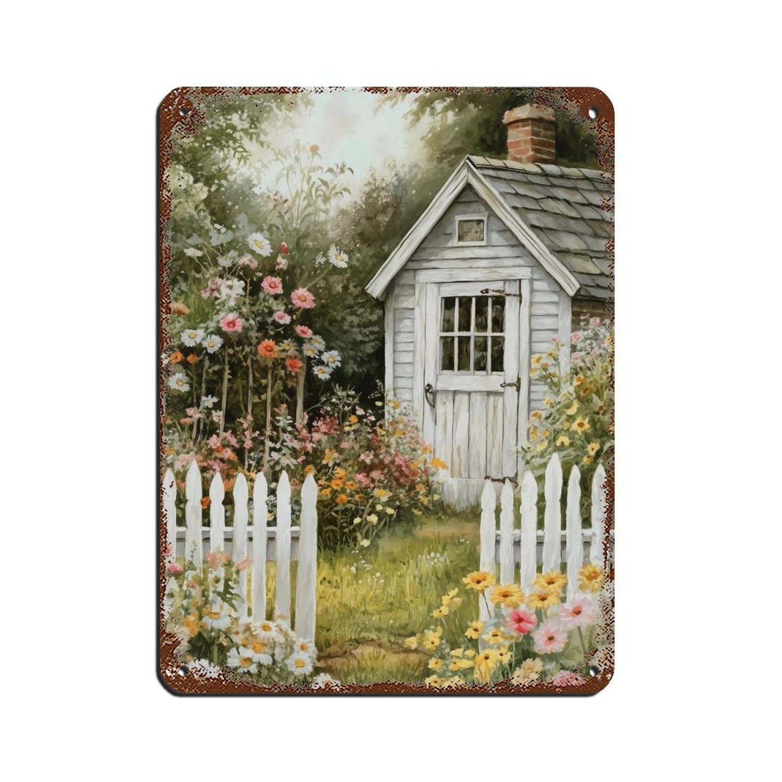 Vintage Cottage Garden Poster Retro Poster Metal Tin Sign Chic Art Retro Iron Painting Bar People Cave Cafe Family Garage Poster Wall Decoration 12x16inch(30x40cm)