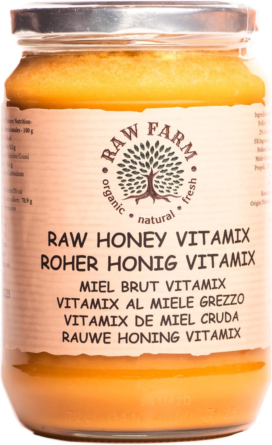 Raw Farm - Raw Honey VitaMix with Royal Jelly, Bee Pollen & Propolis 900 g - Single-Origin, Unfiltered, Unheated, Superblend by Raw Farm Beekeepers
