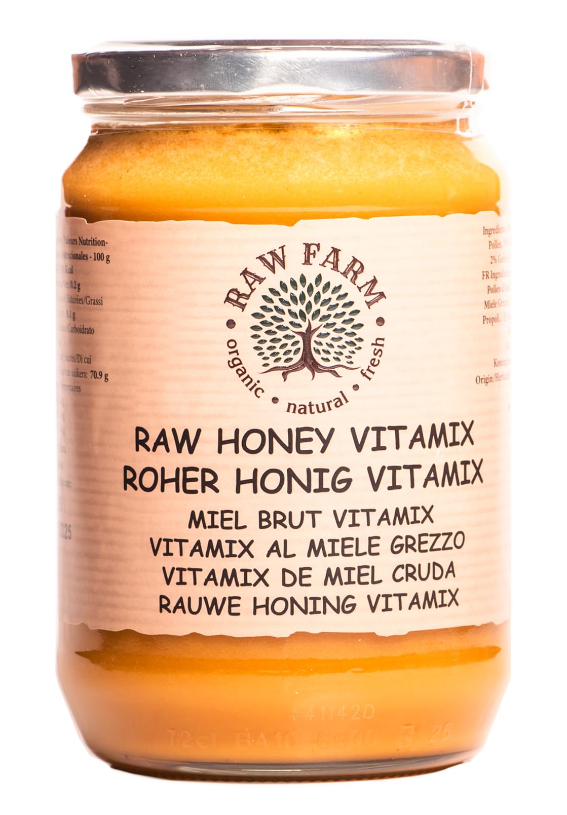 900 g Raw Honey VitaMix with Royal Jelly, Bee Pollen & Propolis, Single-Origin, Unfiltered, Unheated, Immune & Energy Support Superblend by Raw Farm BeekeepersEU Organic