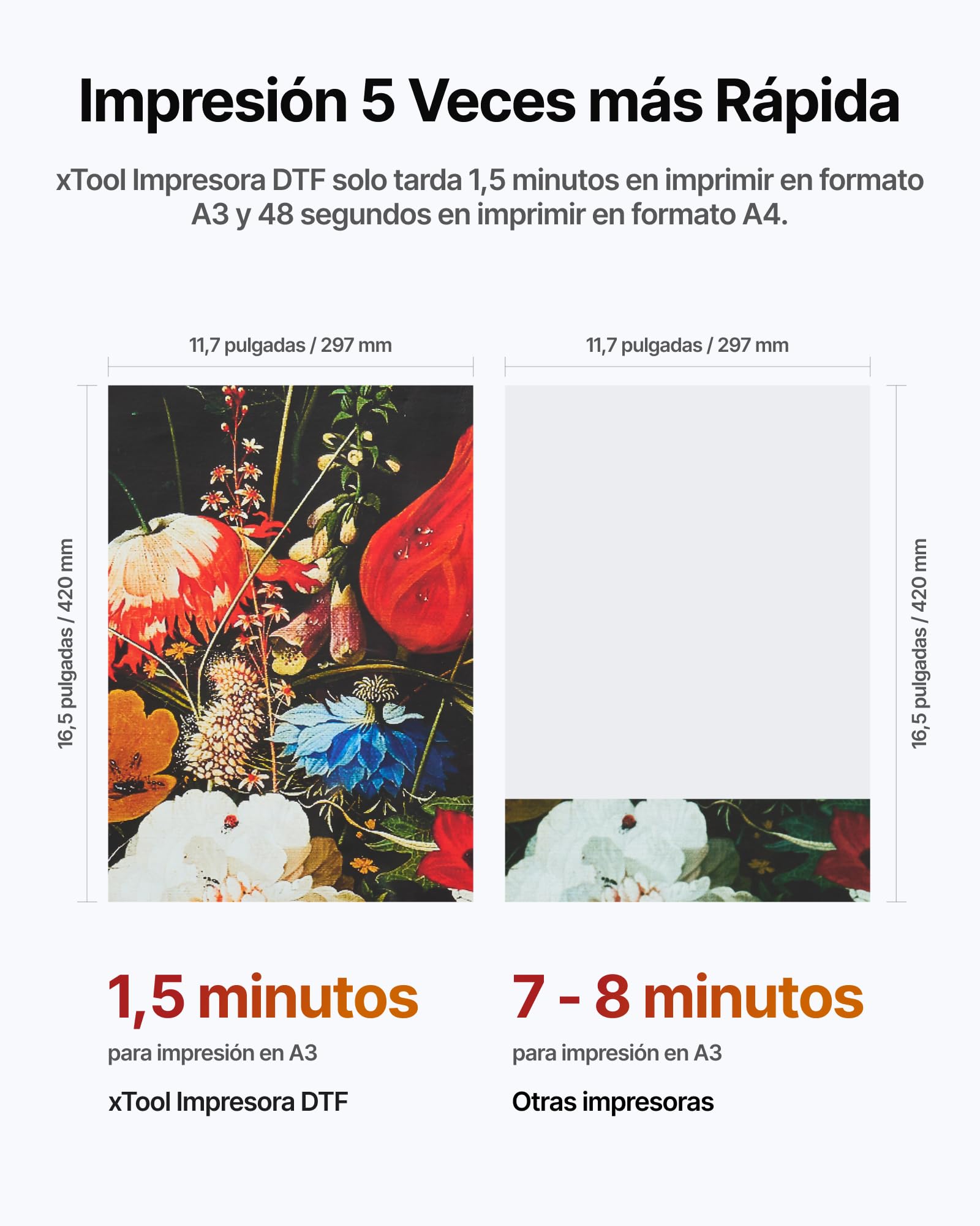 xTool Impresora DTF con Doble Cabezal I1600, A3 356mm, Mantenimiento Automático 24/7, 720×1800 dpi HD, Compatible con Win & Mac Rip, Calibración AI para Todo Tipo de Tejido