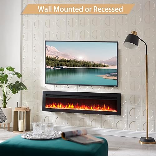 Miniatura 2 de Efiretric Arthur 50  W 3 in 1 Electric Fireplace EF458 Freestanding Wall Mounted Recessed 9 Colors Flame Effect TV Media Wall Heater 750W1500W