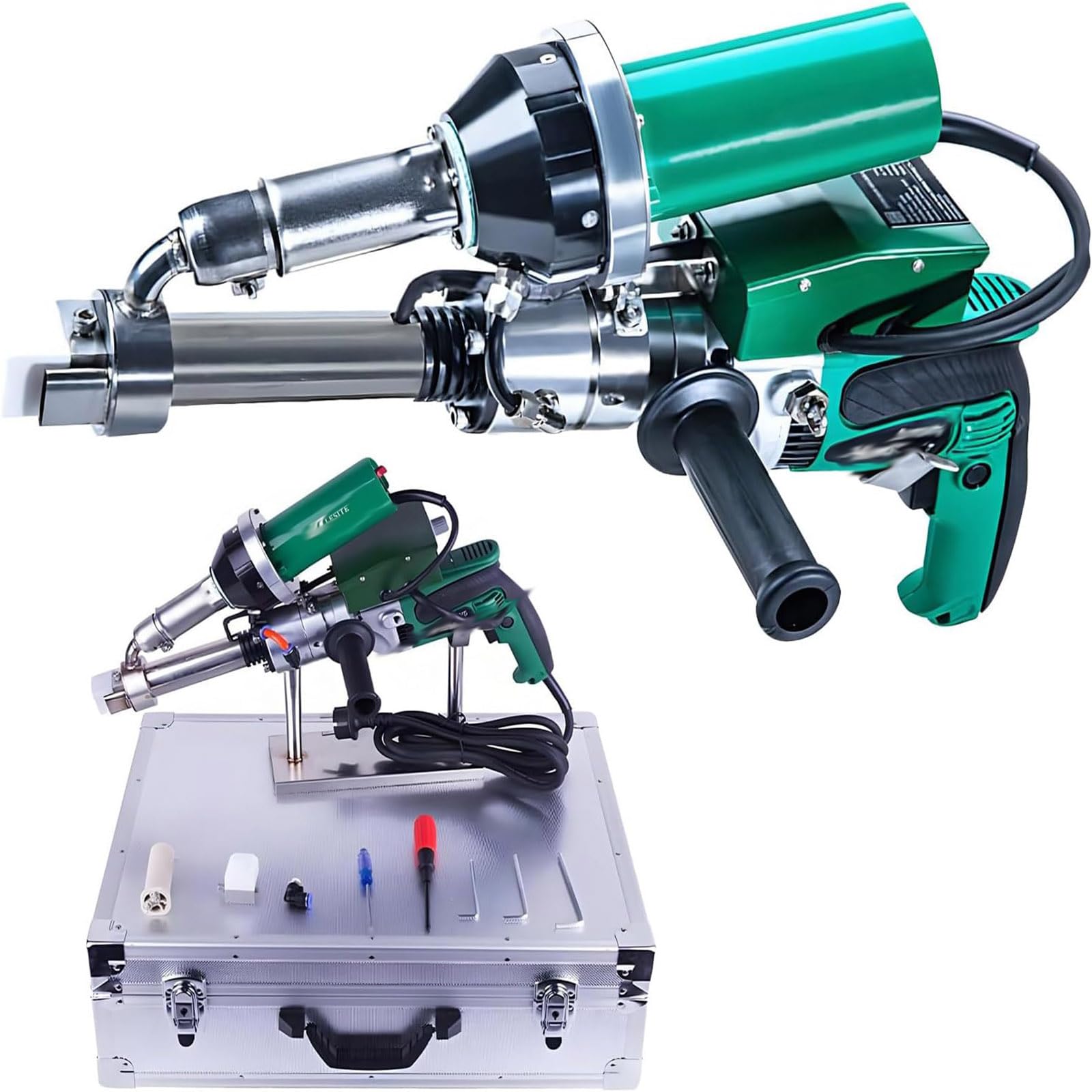 BOOZXCV Heavy Duty Plastic Welding Machine 1600W, Professional Handheld Welder with Nozzle, 0.79in Welding Width, Temp Adjustable 200-380°C for PP PE