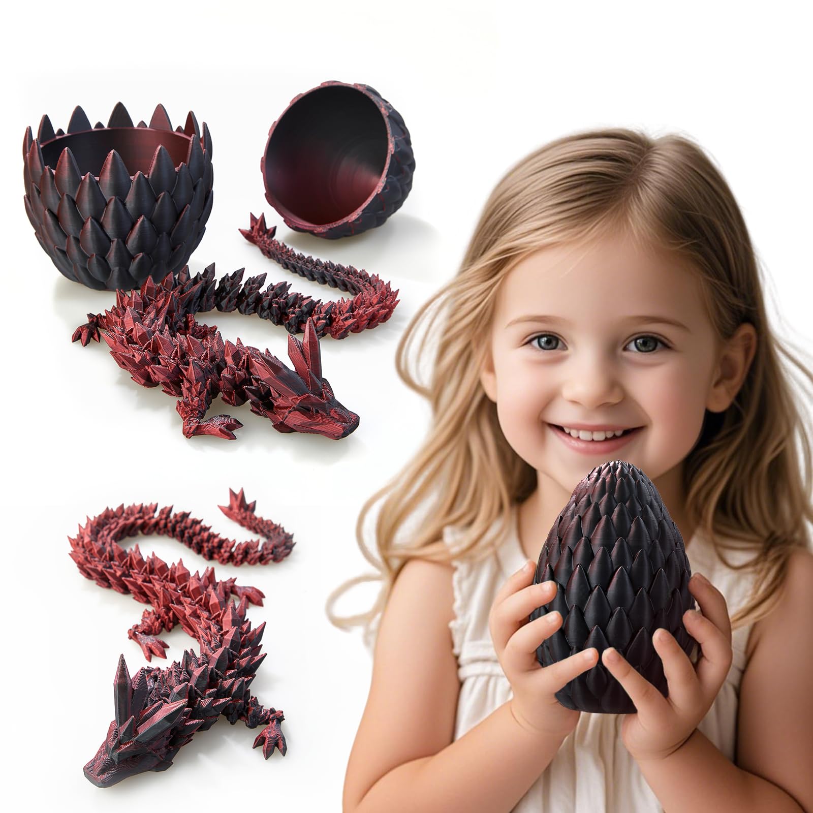 Dragon imprimé en , jouet à tirer de dragon imprimé en | Jouet de dragon impression - Dragon articulé Dragon articulé Dragon articulé œuf de Pâques Remplisseur de panier pour à la