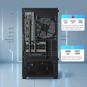 GPVHOSO Gaming PC Desktop, Intel Core i7, RX 590 8GB, 16GB RAM, 512GB SSD