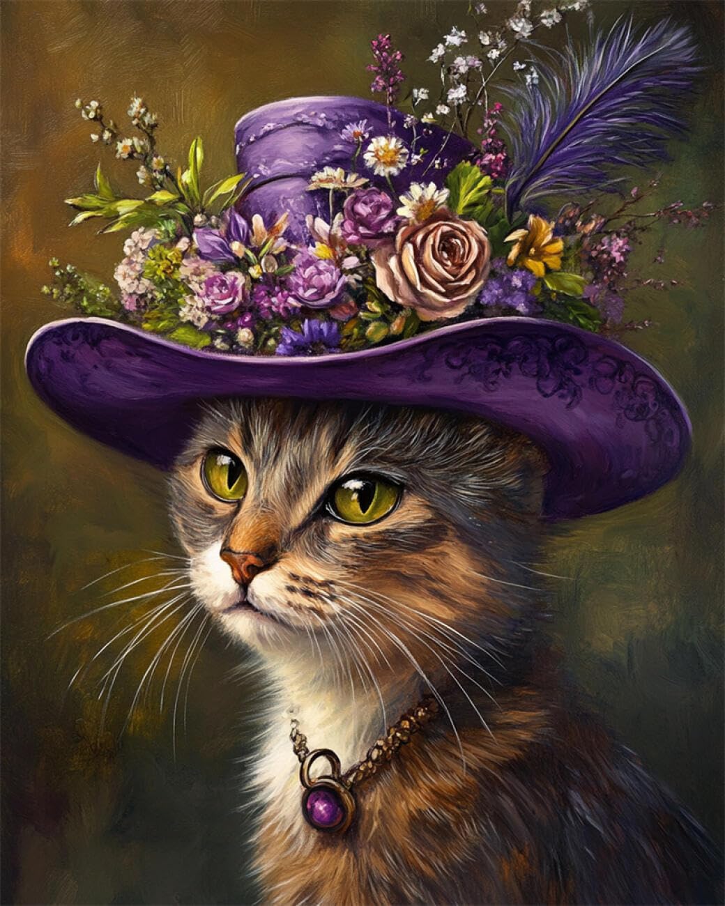 AYAOYANGGO Animal DIY Beading Embroidery Kit Fantasy Cat Beadwork Craft Kit for Beginners,Needlework Set,Preprint Pattern Decor Wall Art 60x80cm