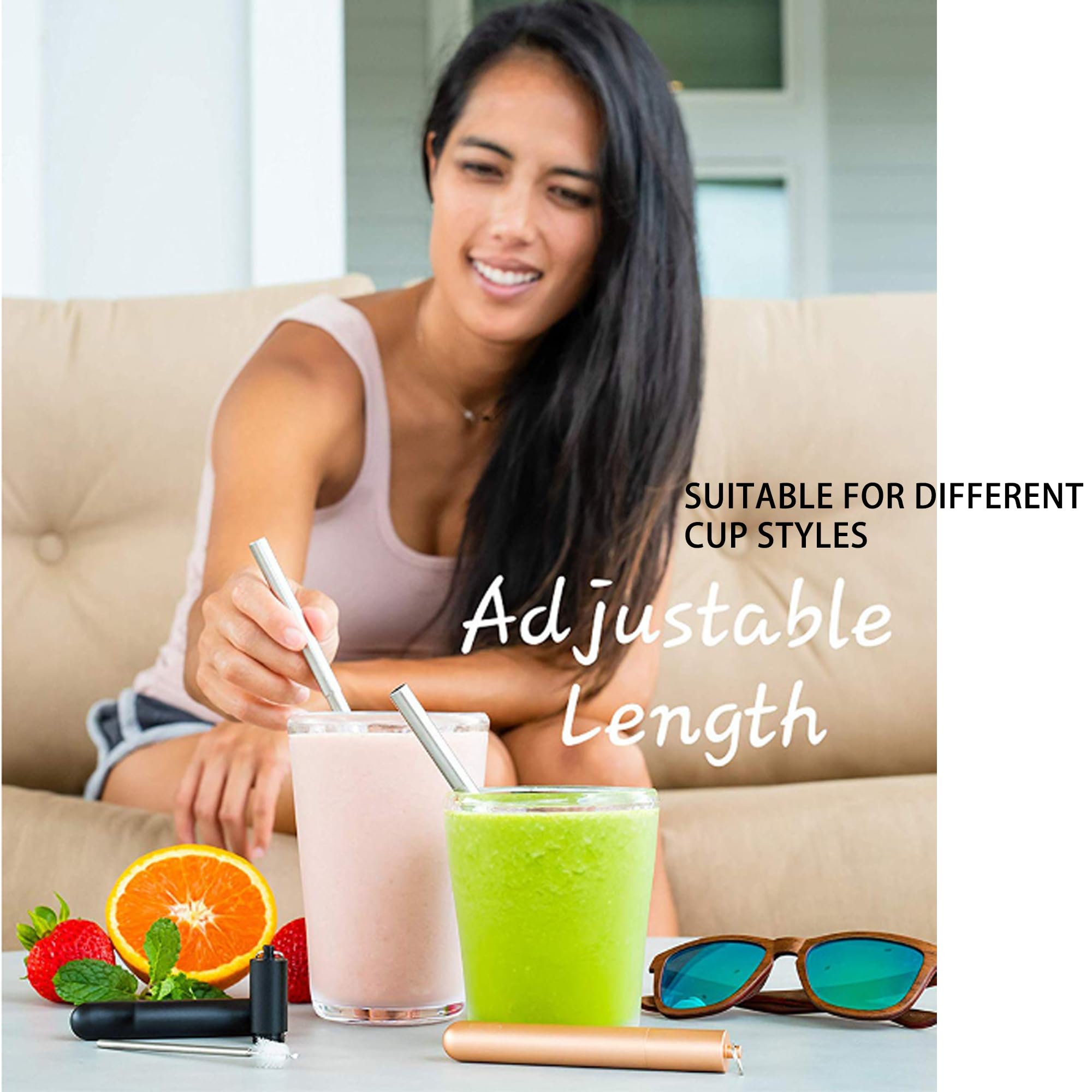 Pailles Acier Inox Télescopiques Brosse Nettoyage Pailles Inox Télescopiques Réutilisables - Lot De 2 Avec Brosse De Nettoyage Pour Eco-friendly Pailles Télescopiques écologiques