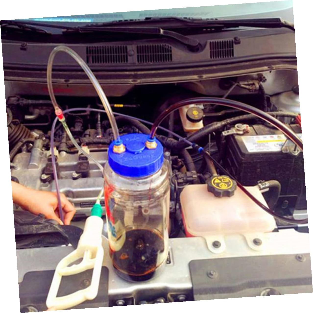 Cabilock Kit Bomba Extractora de Aceite Manual para Coche Herramienta de Reparación con Depósito Cierre de Presión Negativa para Mantenimiento Automotriz