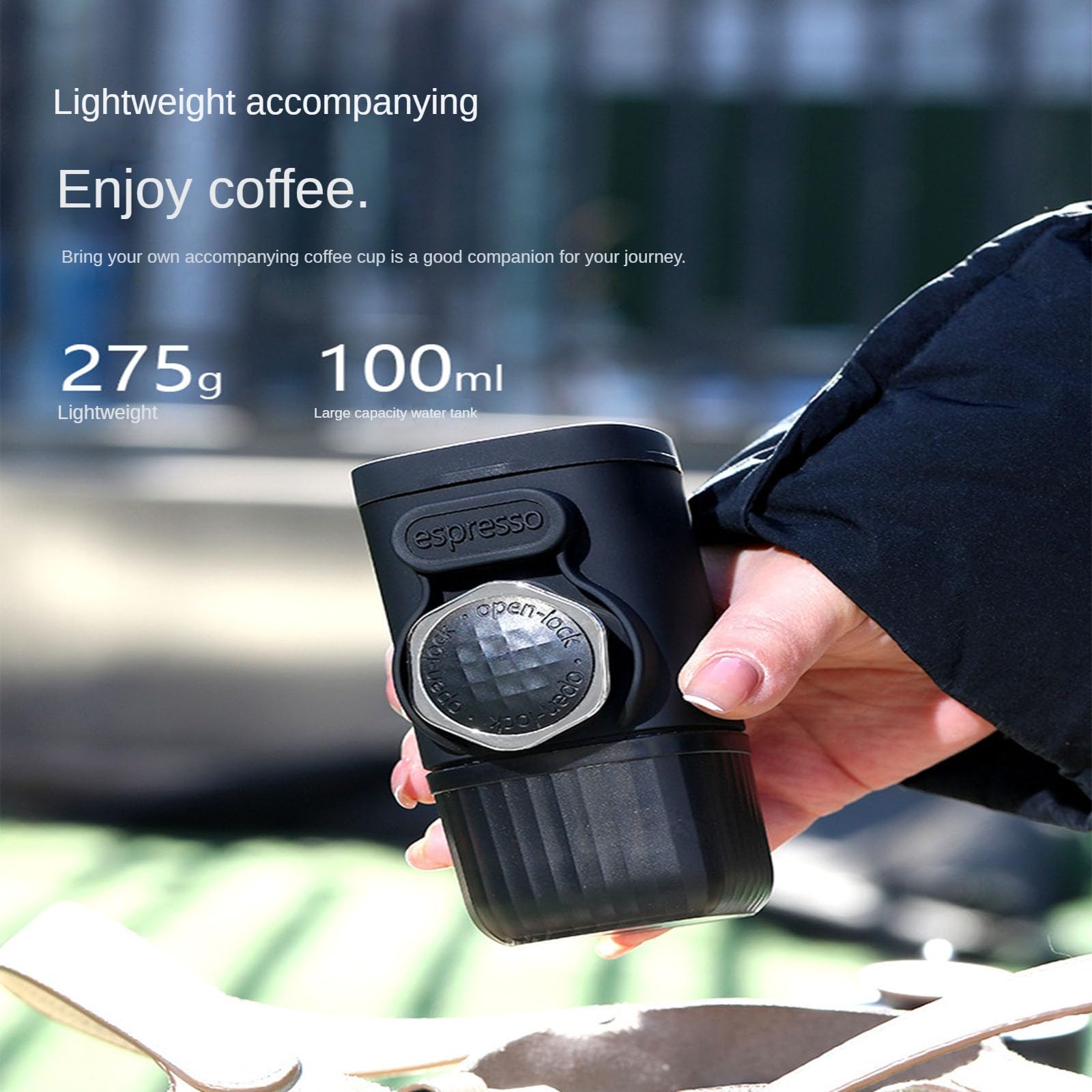 Máquina de café: diseño desmontable y lavable integrado, ligera y portátil para un rico espresso, ideal para viajes de café al aire libre