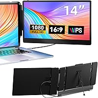 14" FHD 1080P IPS Laptop Screen Extender - Plug & Play Portable Dual Monitor for 13-17" Laptops, Windows/Mac/Chrome Compatible