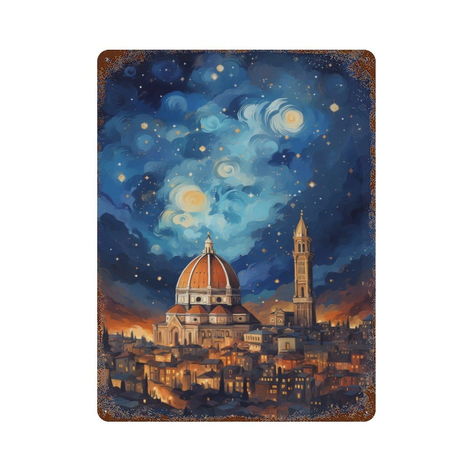 Rust Effect Dreaming in Florence Vintage Rust Metal Sign 15.7"x11.8", Classic Wall Plaque for Shed, Workshop And Garage Wall Decor