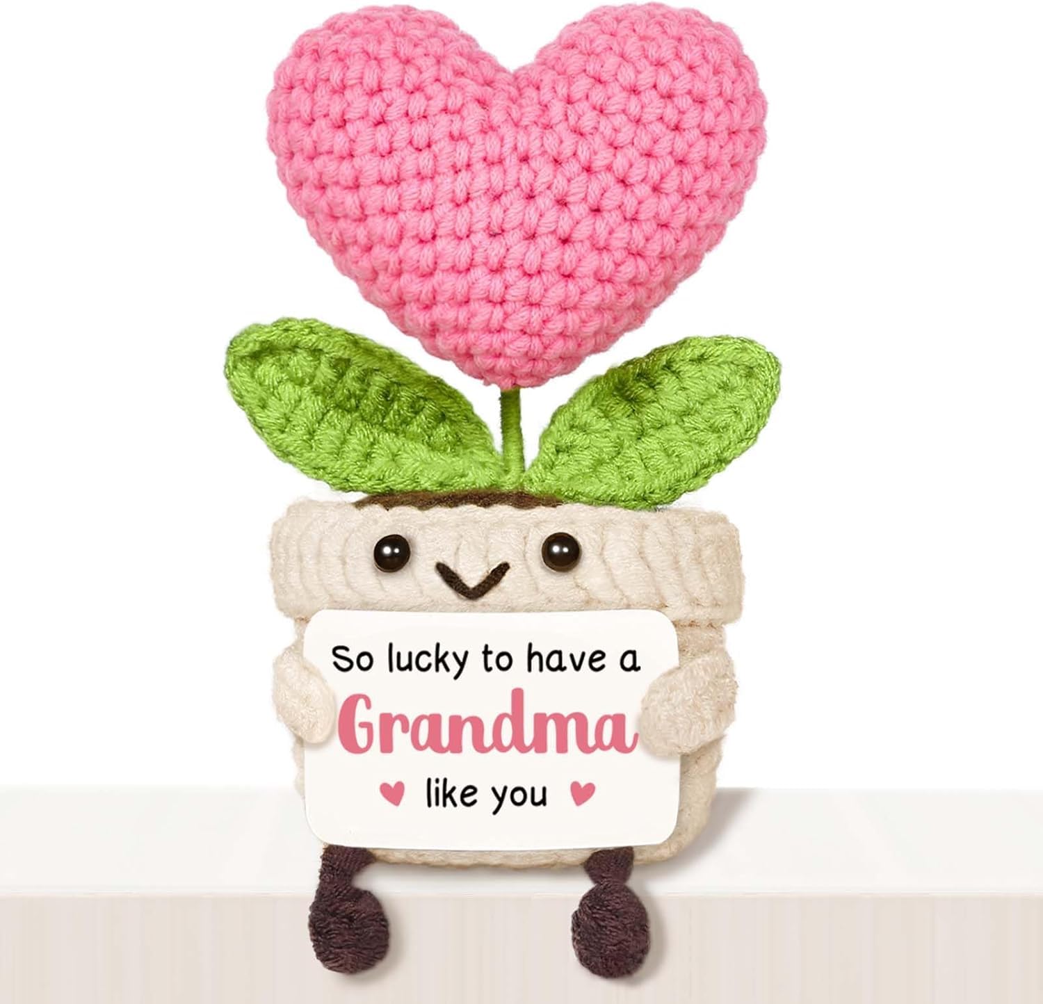 ALUNME Handmade Cute Crochet Heart Flower Gift for Grandma, Birthday Mother's Day from Grandchildren
