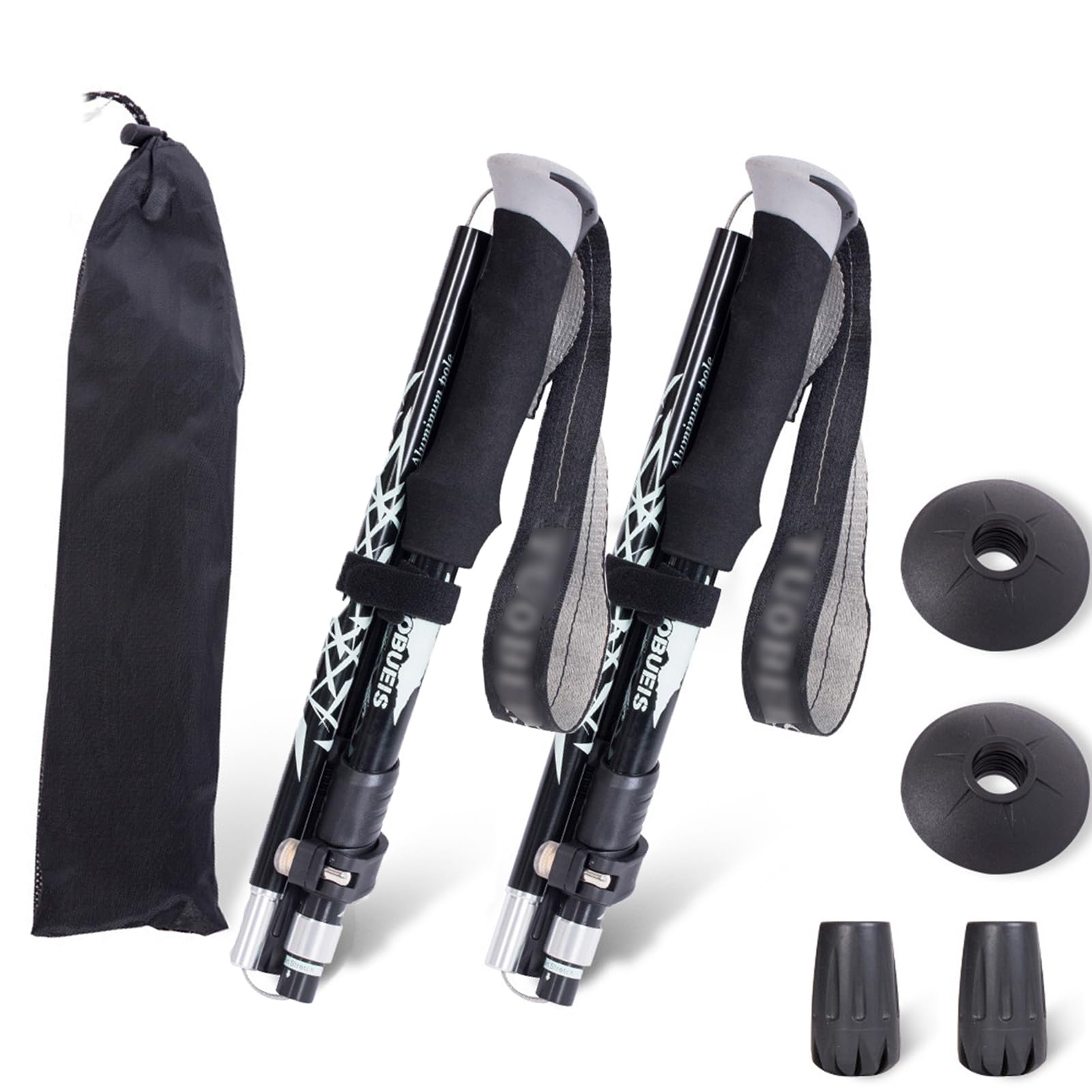 ThreeH Paquete de 2 bastones de senderismo plegables, ligeros, plegables, ajustables, para senderismo, camping, viajes