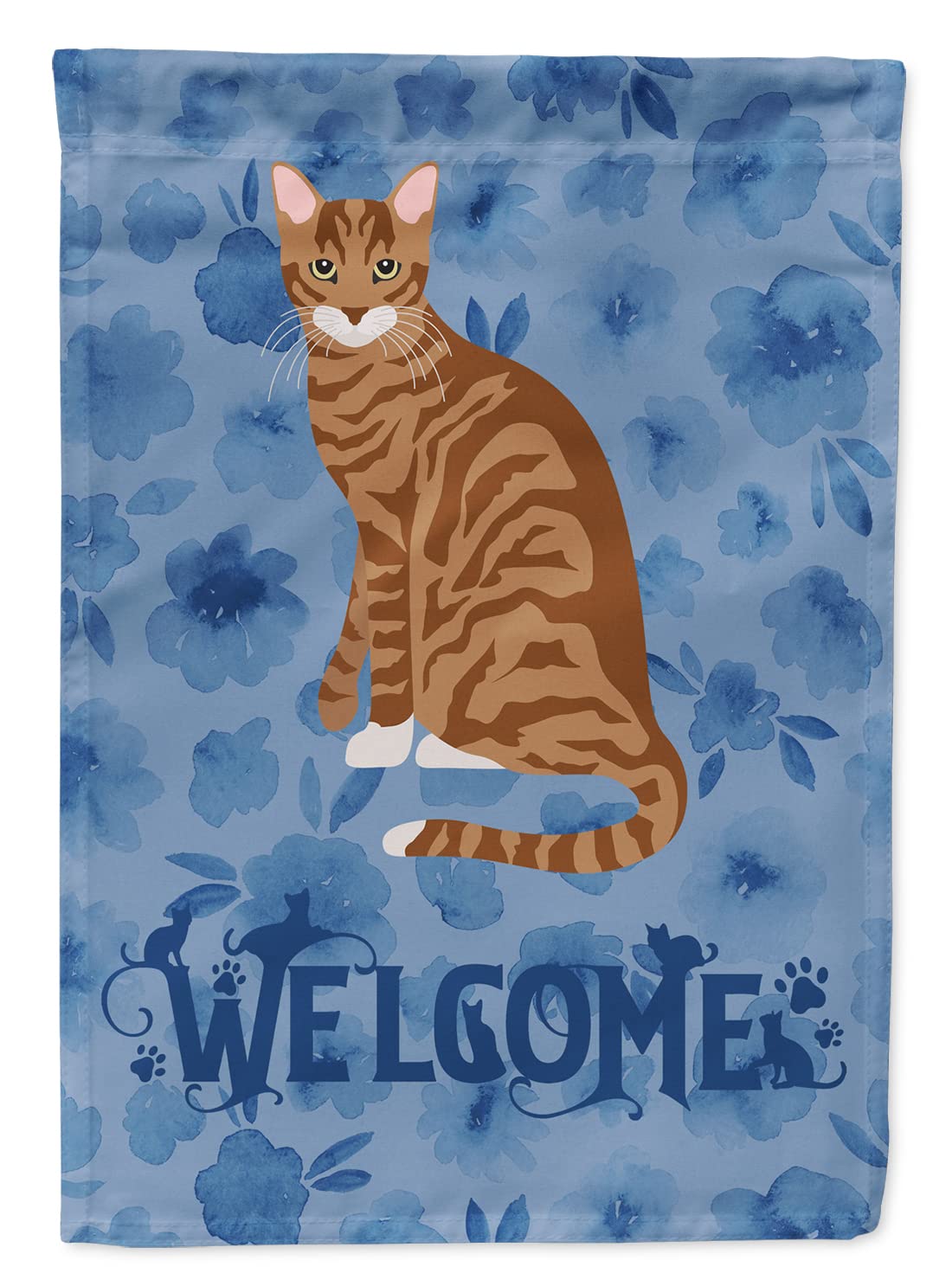Drapeau Toyger Cat Welcome idéal pour décorer l'entrée de votre maison ou jardin en été