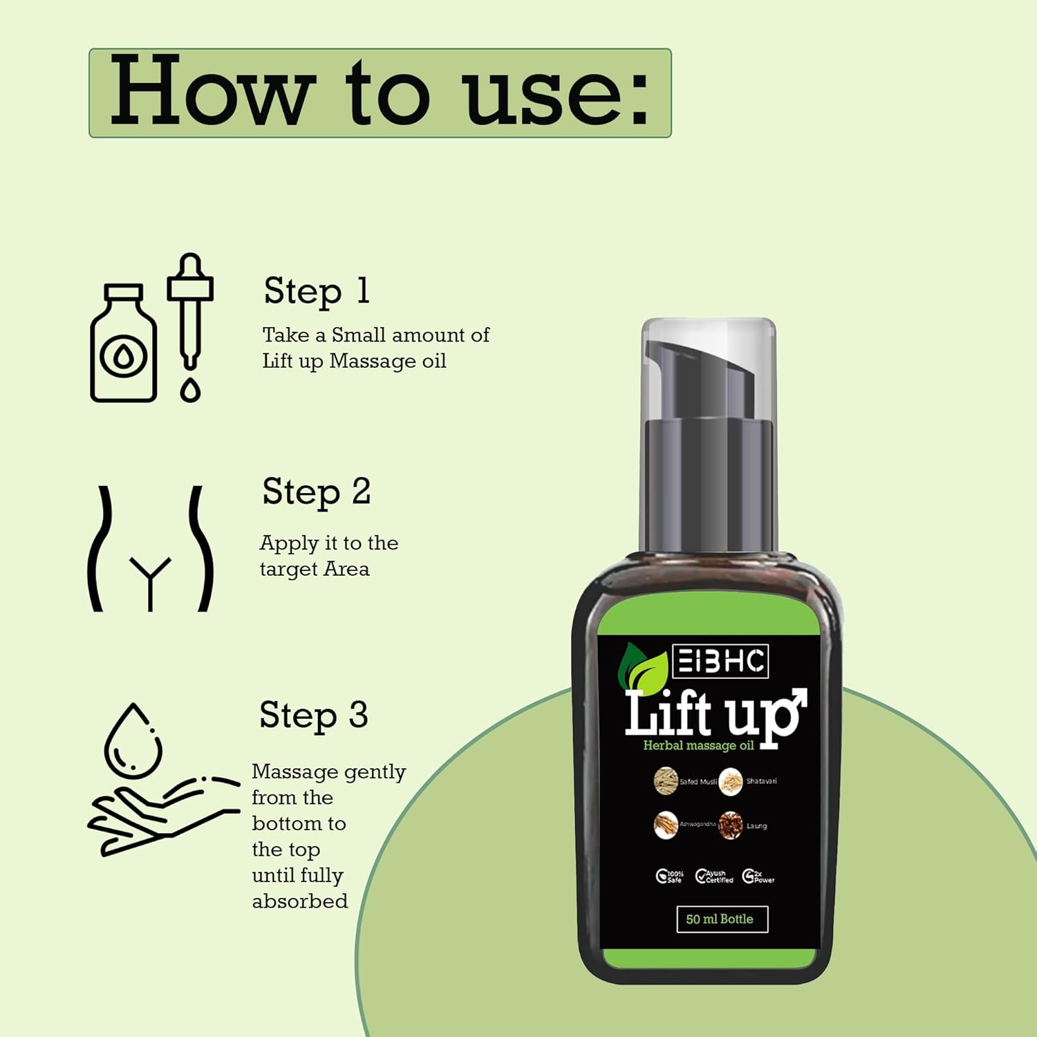 Lift up Massage Oil 50 ml | Herbal Oil for Couples - Massage Oils for Date Night - Massage Oil for for Intimate Moments -Aphrodisiac Massage Oils - Muscle Relaxer Oils 1.69 Fl Oz.