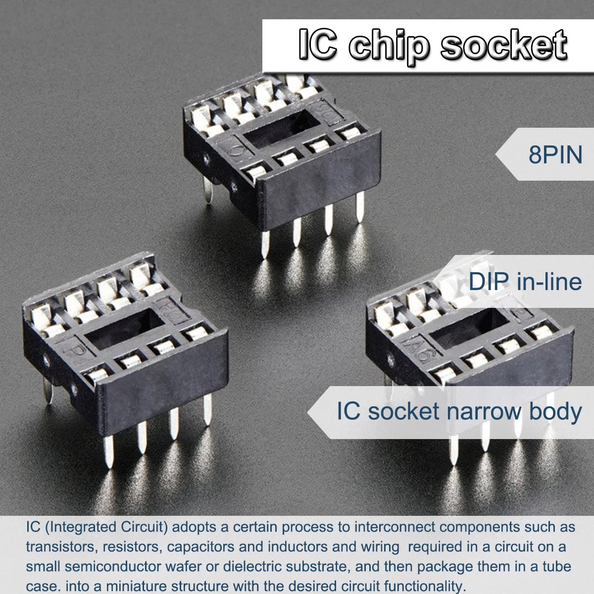 DAOKAI 50PCS 8Pin IC chip presa Adattatore 2.54mm Passo Tipo Presa Doppia Fila Perni Piatti Saldatura Circuito Integrato IC Prese Connettore