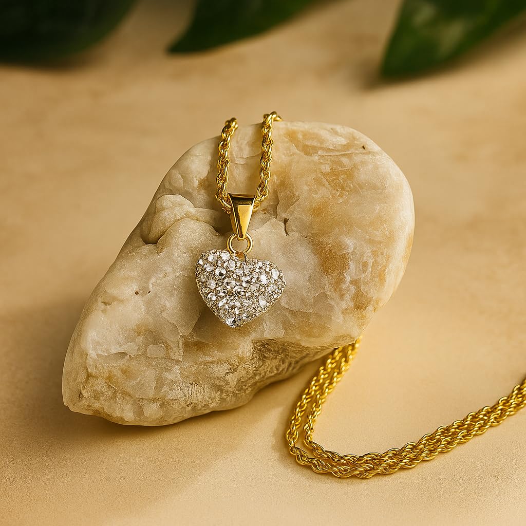 Cadena de oro para mujer con corazón 585/925, collar para mujer, cadena de amor, regalo para novia, cadena de oro 585 con plata 925, corazón con circonitas