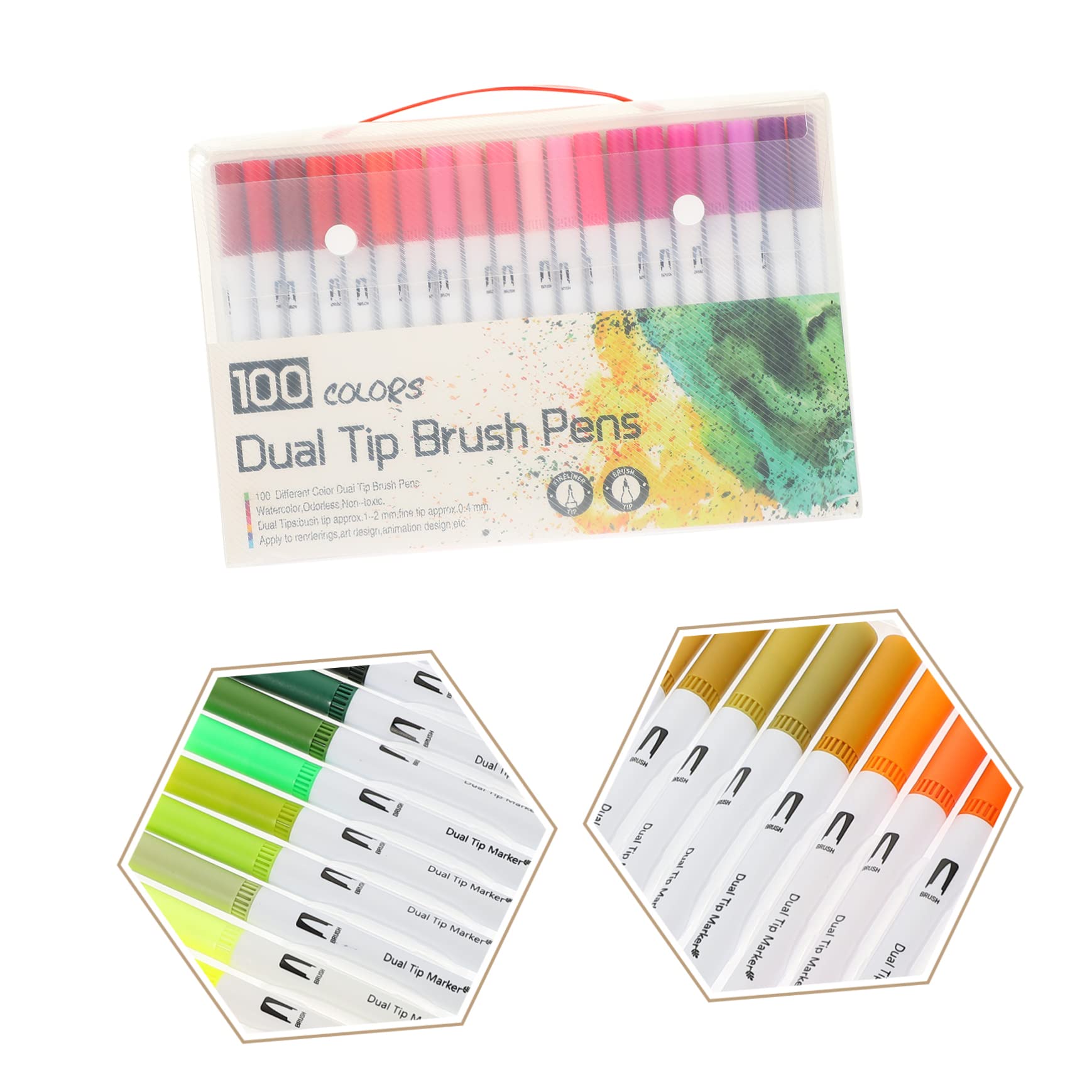 VILLCASE 100pièces Feutres Graffiti et Feutres à Pointe Pinceau pour Coloriage Peinture et Dessin à Double Pointe pour Carnets et Projets DIY