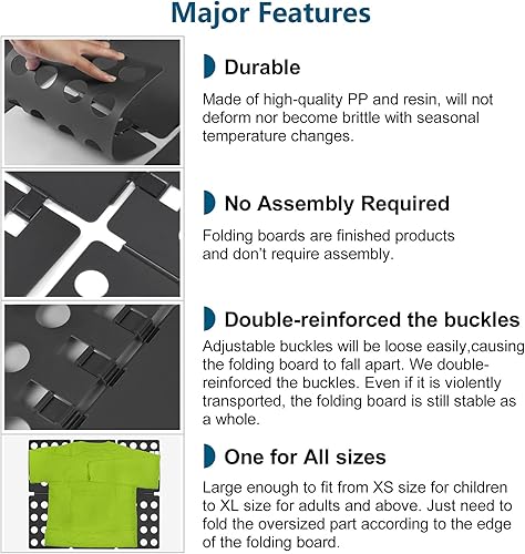 Miniatura 7 de Carpeta de camisa para ropa, tabla plegable, ayudante plegable de plástico duradero, carpetas de lavandería para adultos y niños