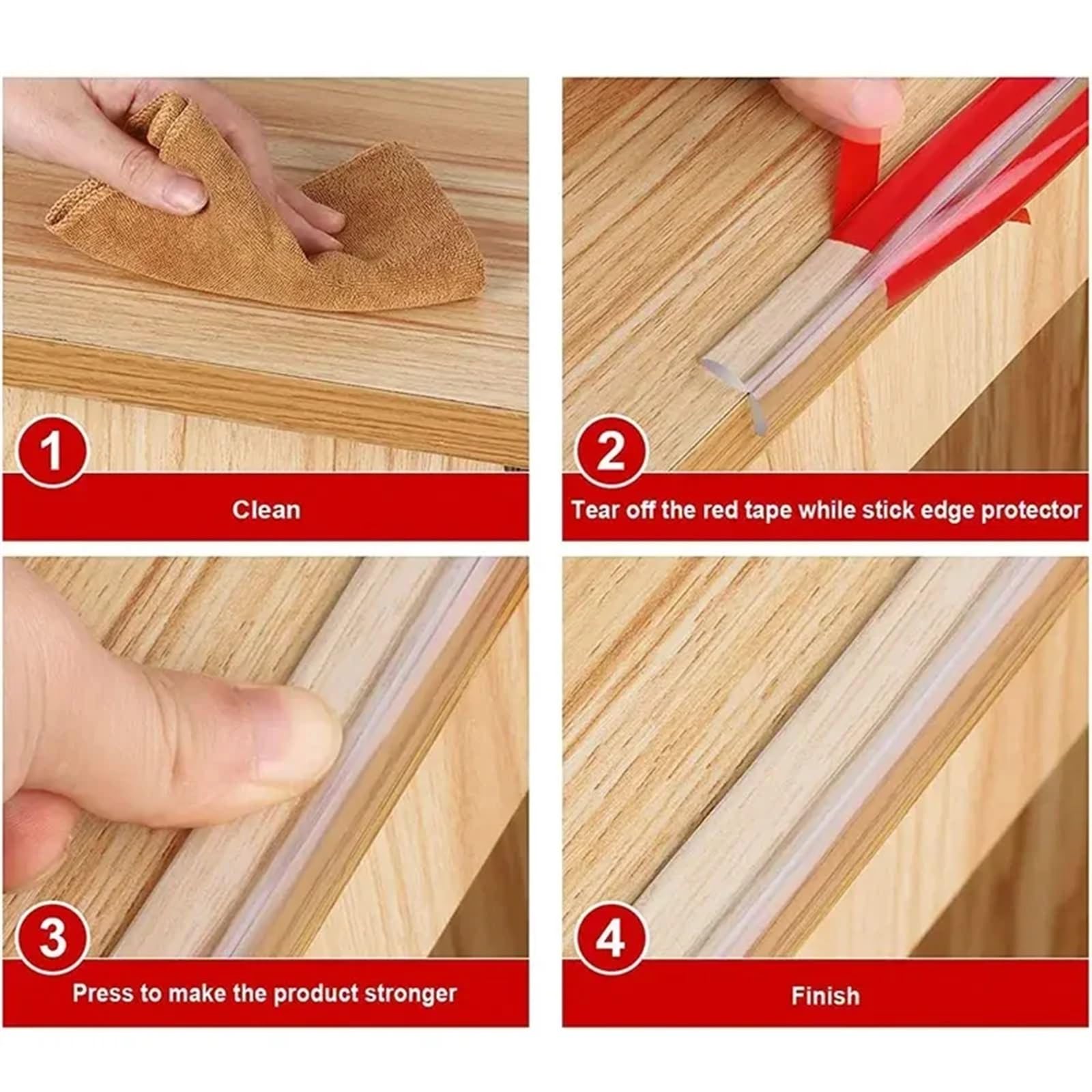 Edge - Protector de mesa para niños, protector de seguridad transparente de PVC, autoadhesivo, antigolpes