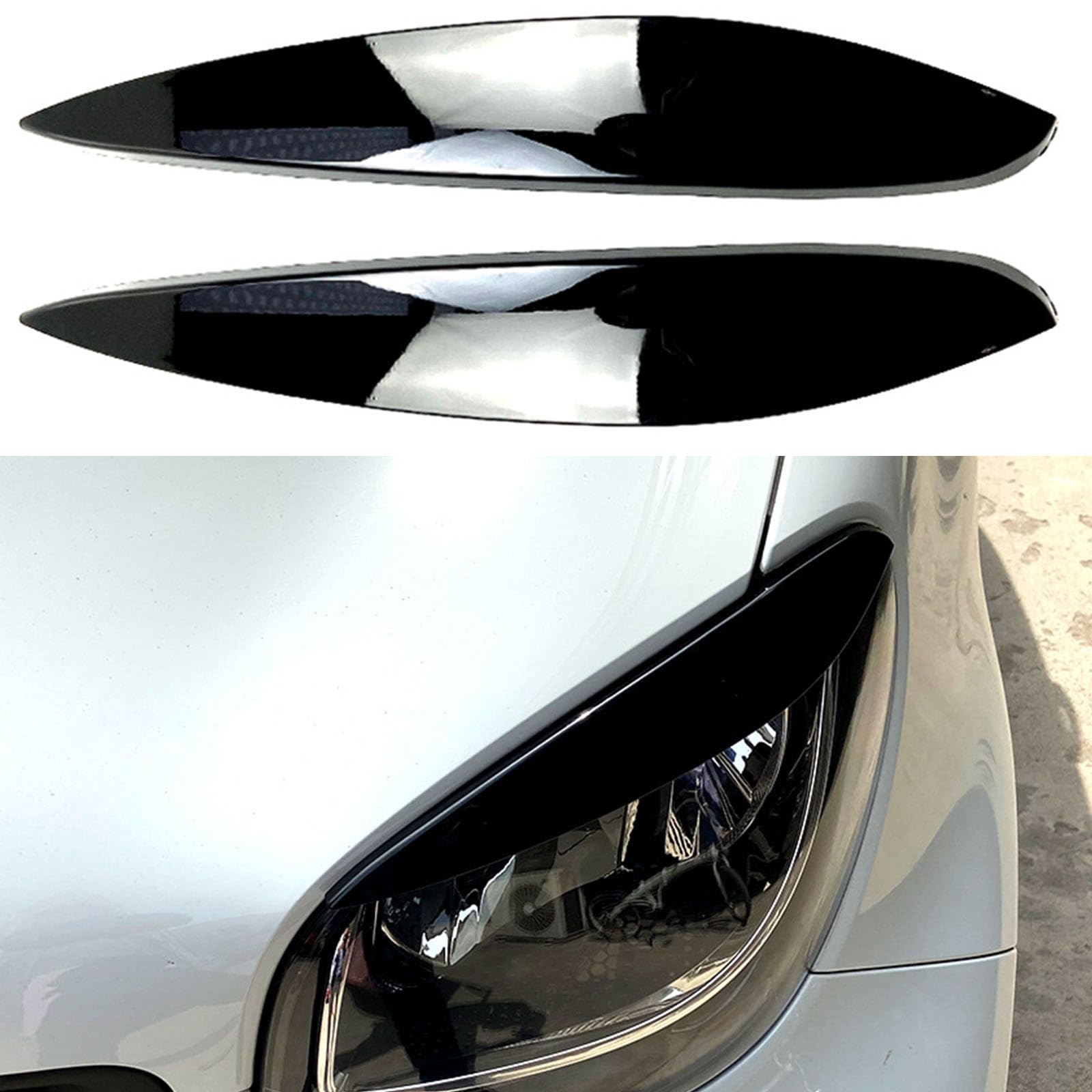 YPFYBHD Compatible with Benz Smart 2014+, 1 Pair Car Headlight Eyebrow Eyelid Lamp Car Evil Eye Car Sticker Exterior Accessories Modification,Black