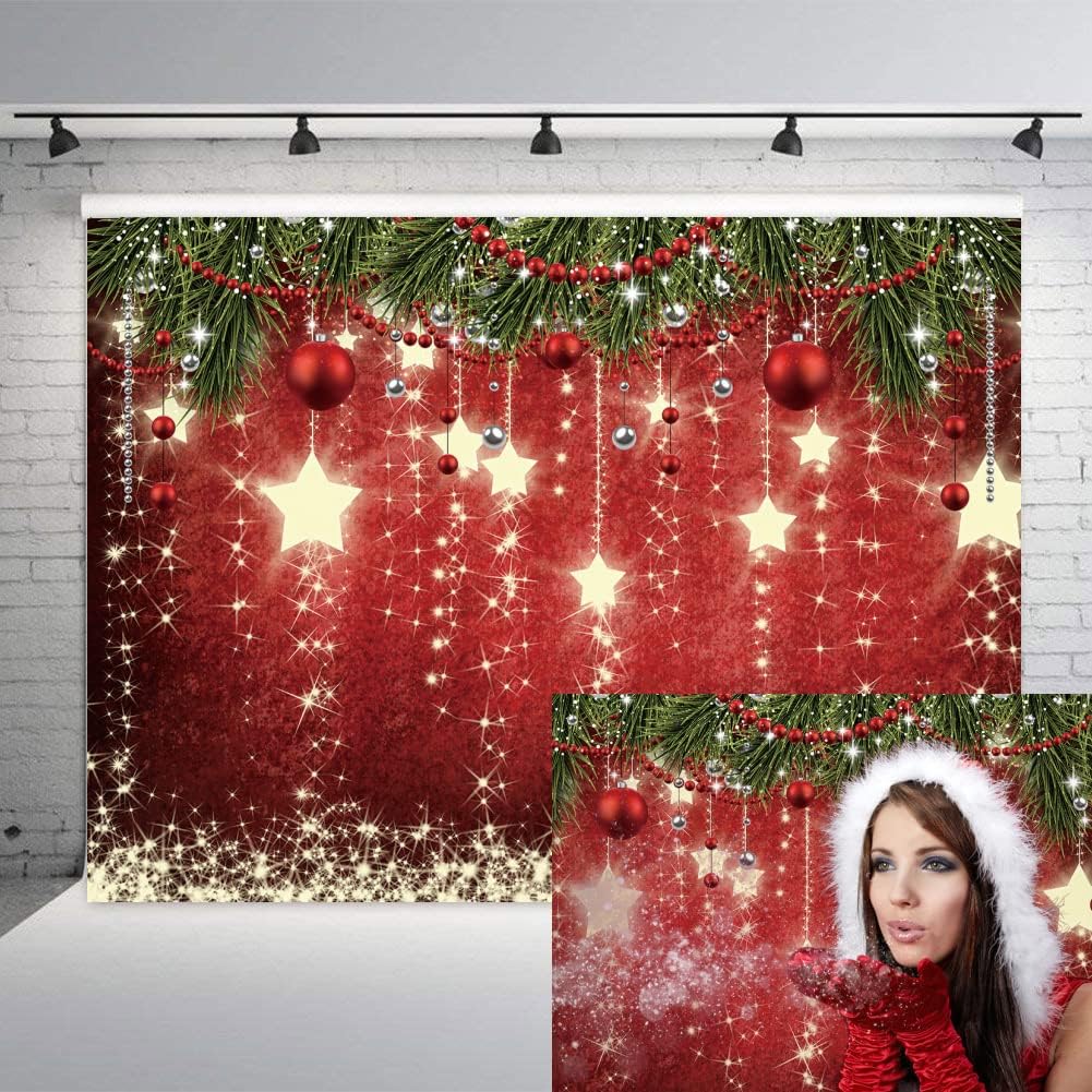 INRUI Red Christmas Photography Backdrop Glittering Stars Christmas Party Decorations Banner (7x5FT) INRUI Red Christmas Photography Backdrop Glittering Stars Christmas Party Decorations Banner (7x5FT)