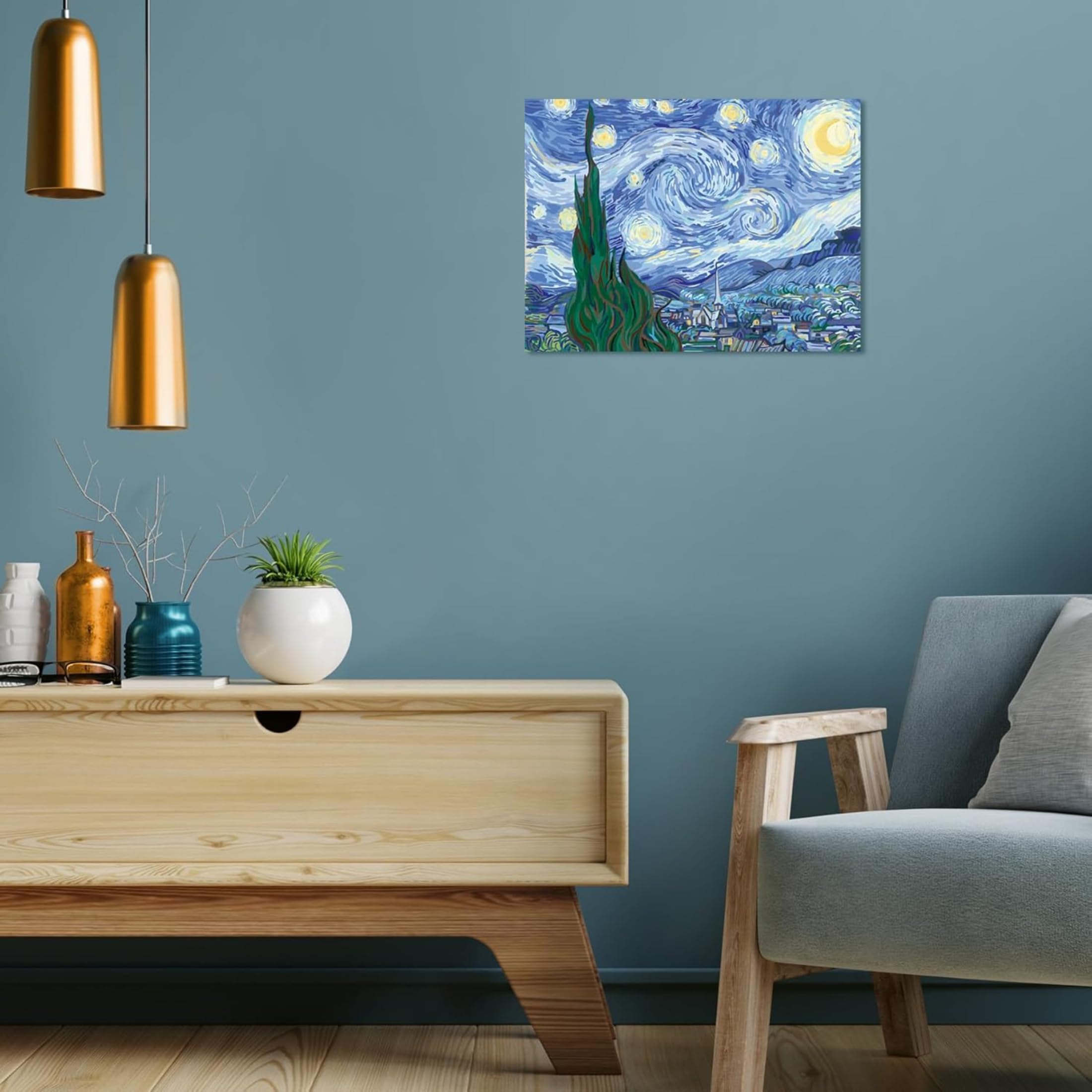 Ravensburger - CreArt ART COLLECTION Van Gogh: Notte stellata, Kit per Dipingere con i Numeri, Contiene Tavola Prestampata 30 x 40 cm, 2 Pennelli, Colori e Accessori