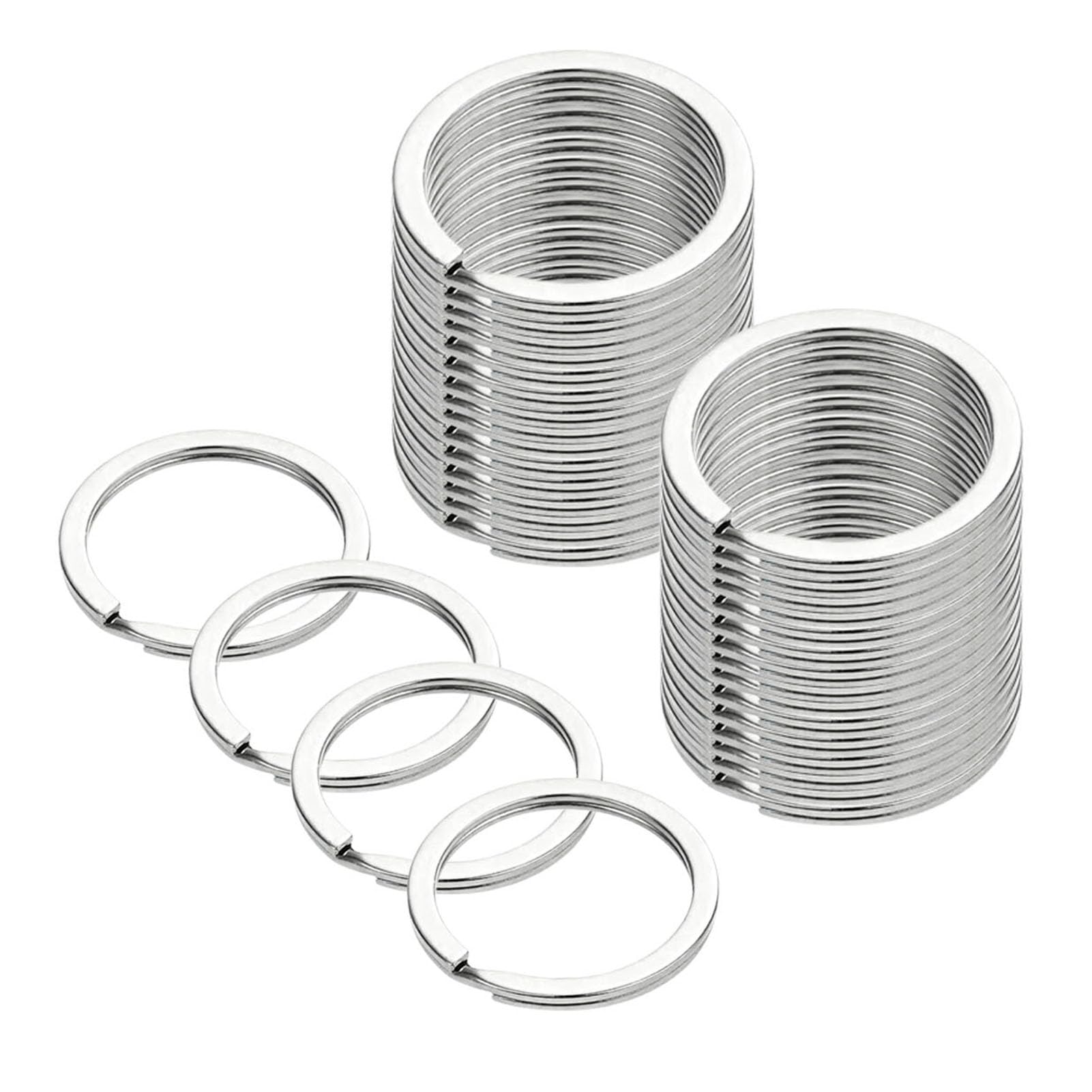 30pcs Key Rings Assortment,Flat Key Ring 30mm Dia, Metal Split Rings Stainless Steel Heavy Duty Keys Ring Hoop for Keys Organization,for Keychain Dog Pet Collar Tag DIY Craft CarKey — view 7