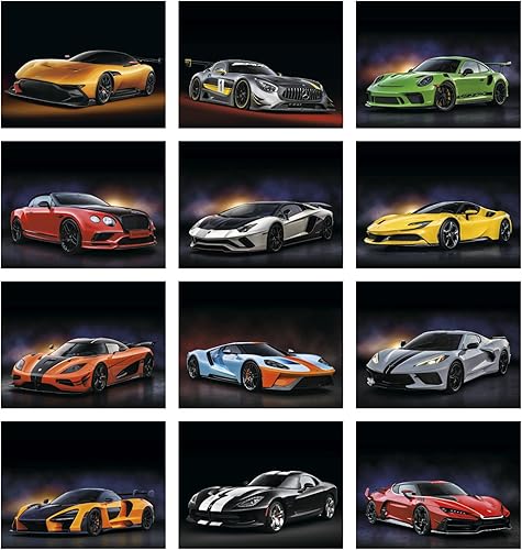 Miniatura 3 de Calendario de pared colgante de autos deportivos exóticos 2024  19 x 11 pulgadas (abierto) planificador y organizador de citas mensuales 2024. Los