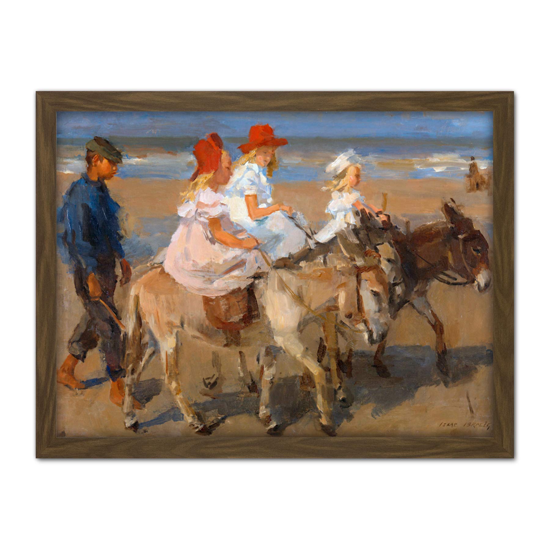 Artery8 Isaac Israels Donkey Rides On The Beach Portrait Artwork Framed Wall Art Print 18X24 Inch