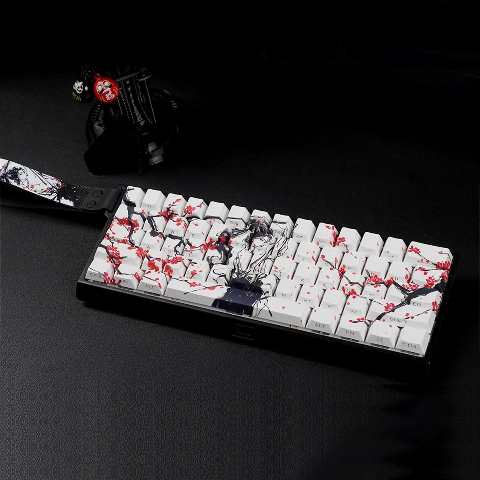 ANSI ISOs Layout Original Profile Keycaps PBT Plums Blossom Side Print Keycaps for 61/64/68 Claviers Side Printed