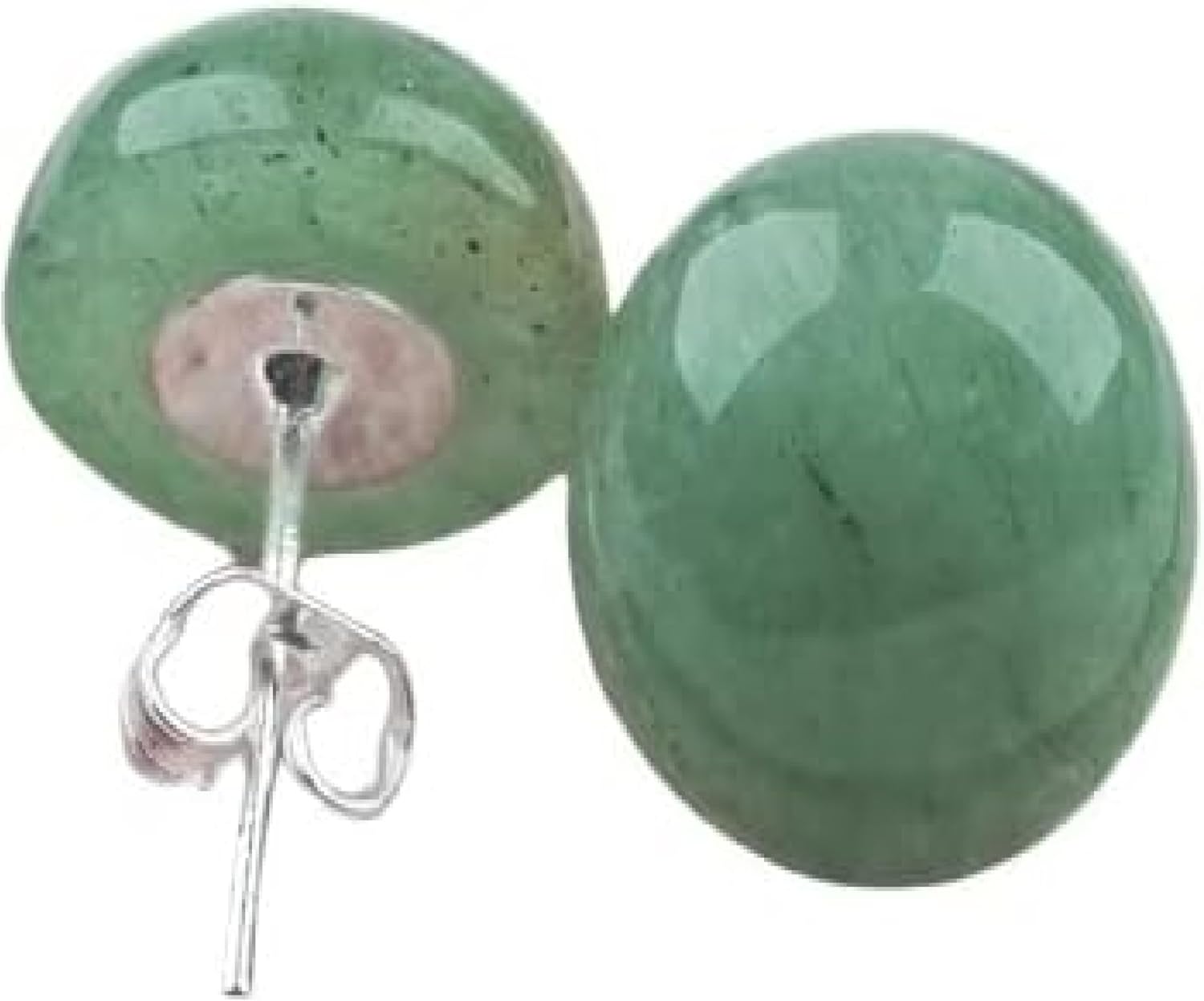 Natural Gemstone Studs - Real Jade Jewelry for Women - Sage Light Green Stone Earrings - Hypoallergenic - Ball Earring Post Small 6mm, 8mm - Lapis Lazuli - Tiger Eye - Flat Back Large 12mm Stud Earring - Handmade – Unique Women's Gifts for Anniversary - Graduation - Back to School - Teacher Appreciation - Mens Birthstone Birthday Gift