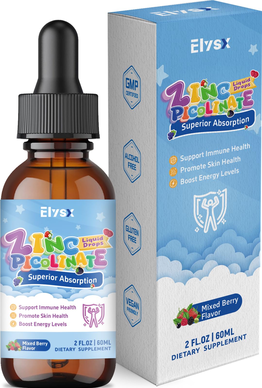Zinc Picolinate Copper Liquid Drops, Celated Zinc 30mg for Kids & Adults