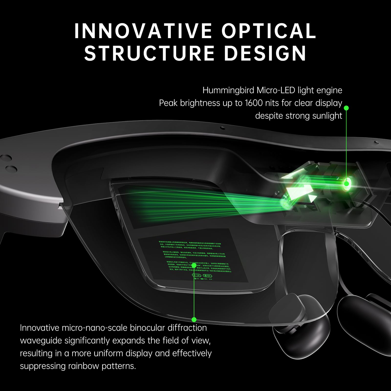 MLVISION Occhiali AR intelligenti ultra leggeri Il primo display AR a clip Micro-LED al mondo, schermo privato coinvolgente, produttività AI, traduzione e navigazione in tempo reale