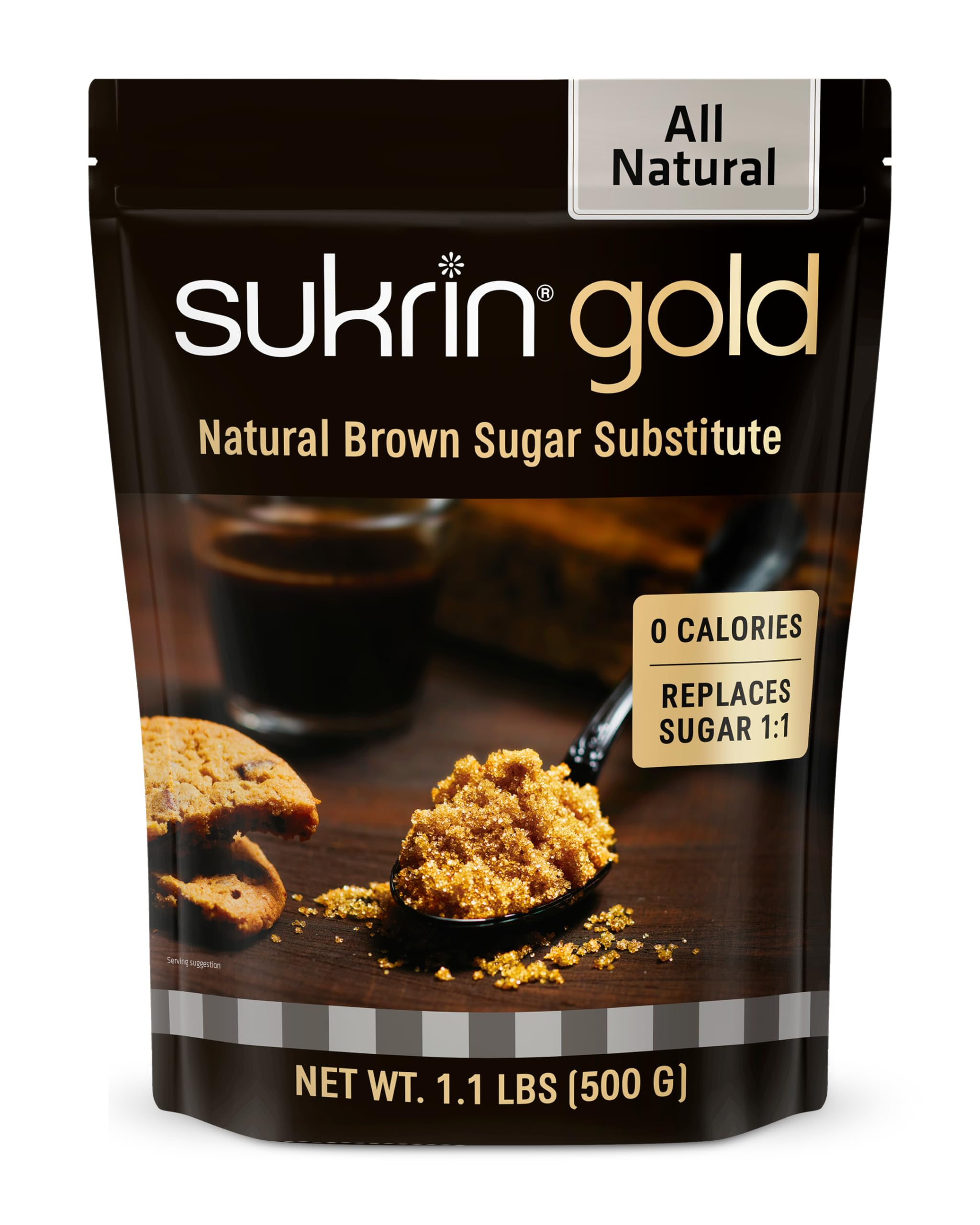 Sukrin Gold - Natural Brown 1:1 Sugar Substitute with Erythritol and Stevia, Zero Calorie Sweetener for Keto and Low Carb Diets, 500 g