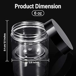 Patelai 4 Pieces Round Wide-mouth Leak Proof Plastic Container Jars with Lids for Travel Storage Makeup Beauty Products Face Creams Oils Salves Ointments DIY Making(6 Ounce,Black)