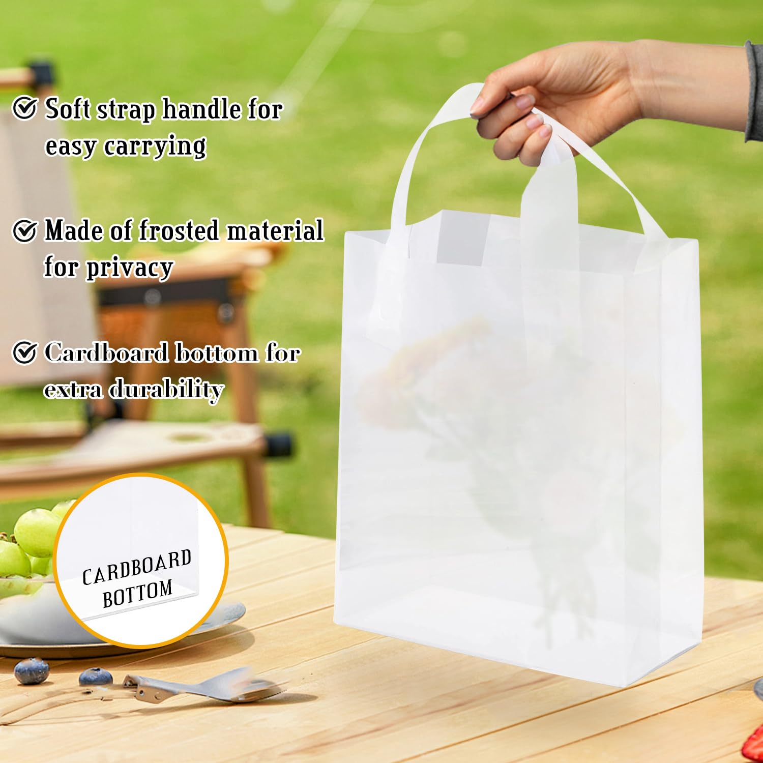 Clear Gift Bags with Handles, Shopping Bags for Small Business, (50, 9.5x4x10-Inch)