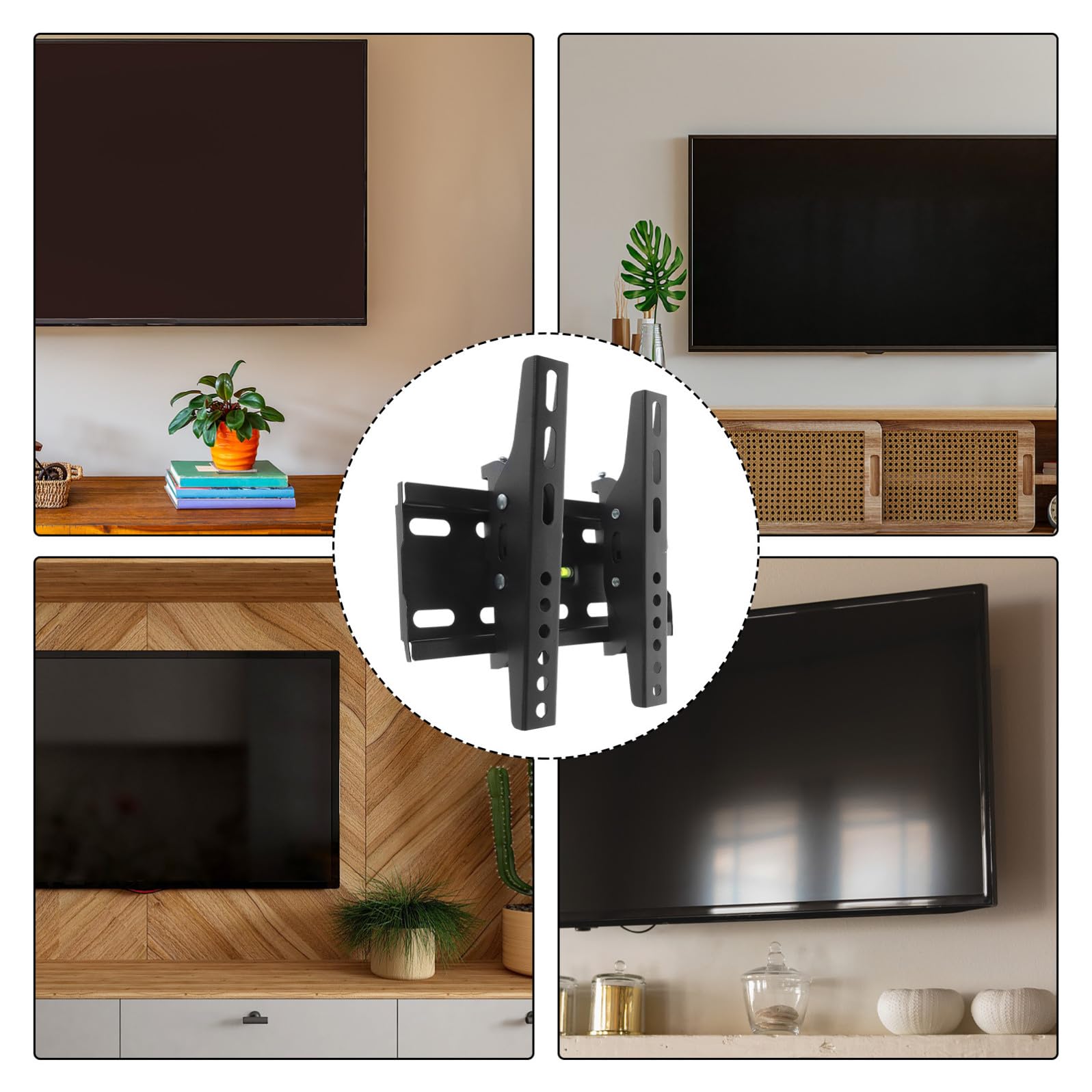GALPADA Supporto Tv da Muro Fisso per Tv da 15-42 Pollici in Ferro Nero, Robusto e Affidabile Compatibilità e Distanza Fori 200x200mm