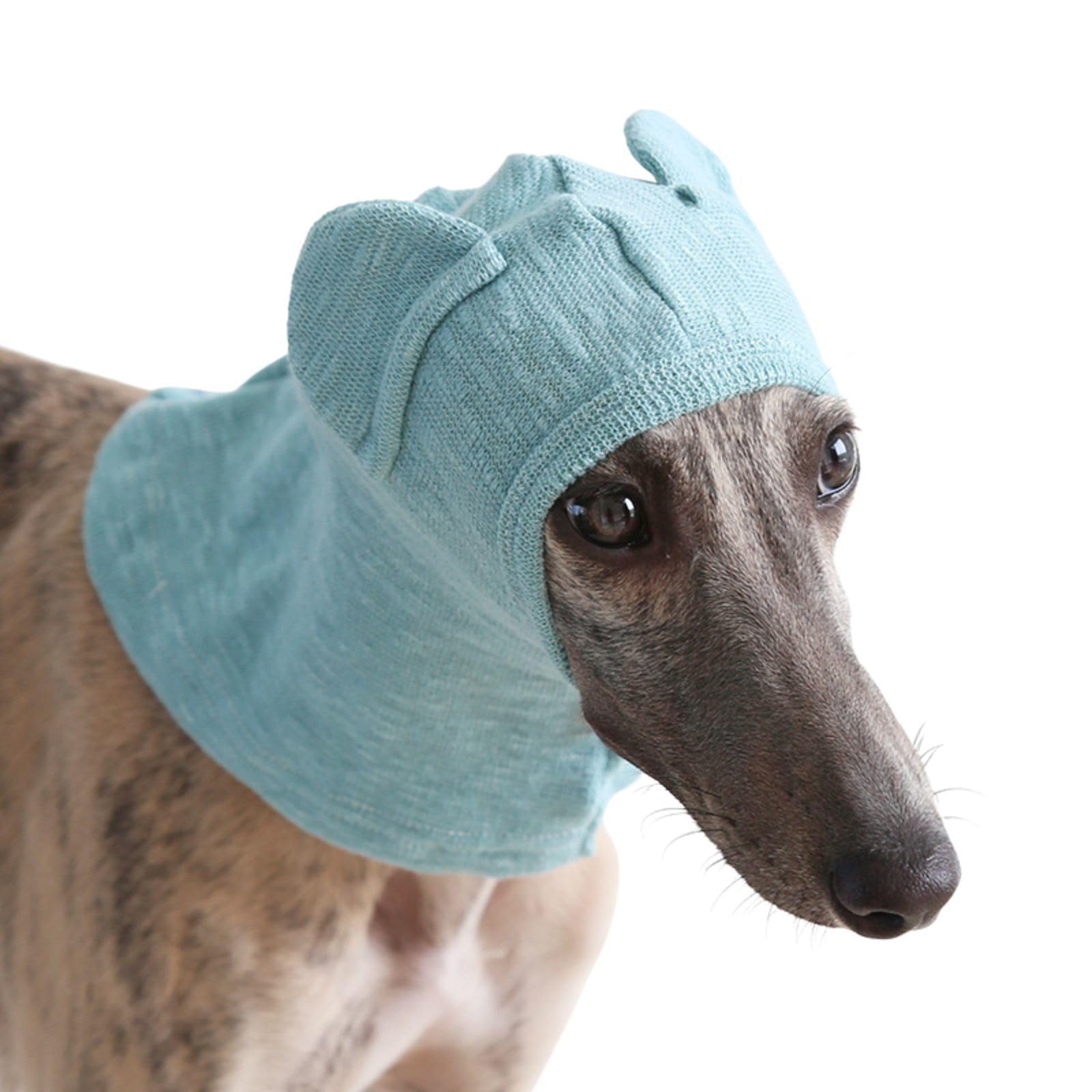 Greyhound Cotton Hat,Whippet Warm Winter Dog Hat Calming Neck Wrap for Anxiety Relief & Ear Protection For Small Medium Dogs (Light Green, S)