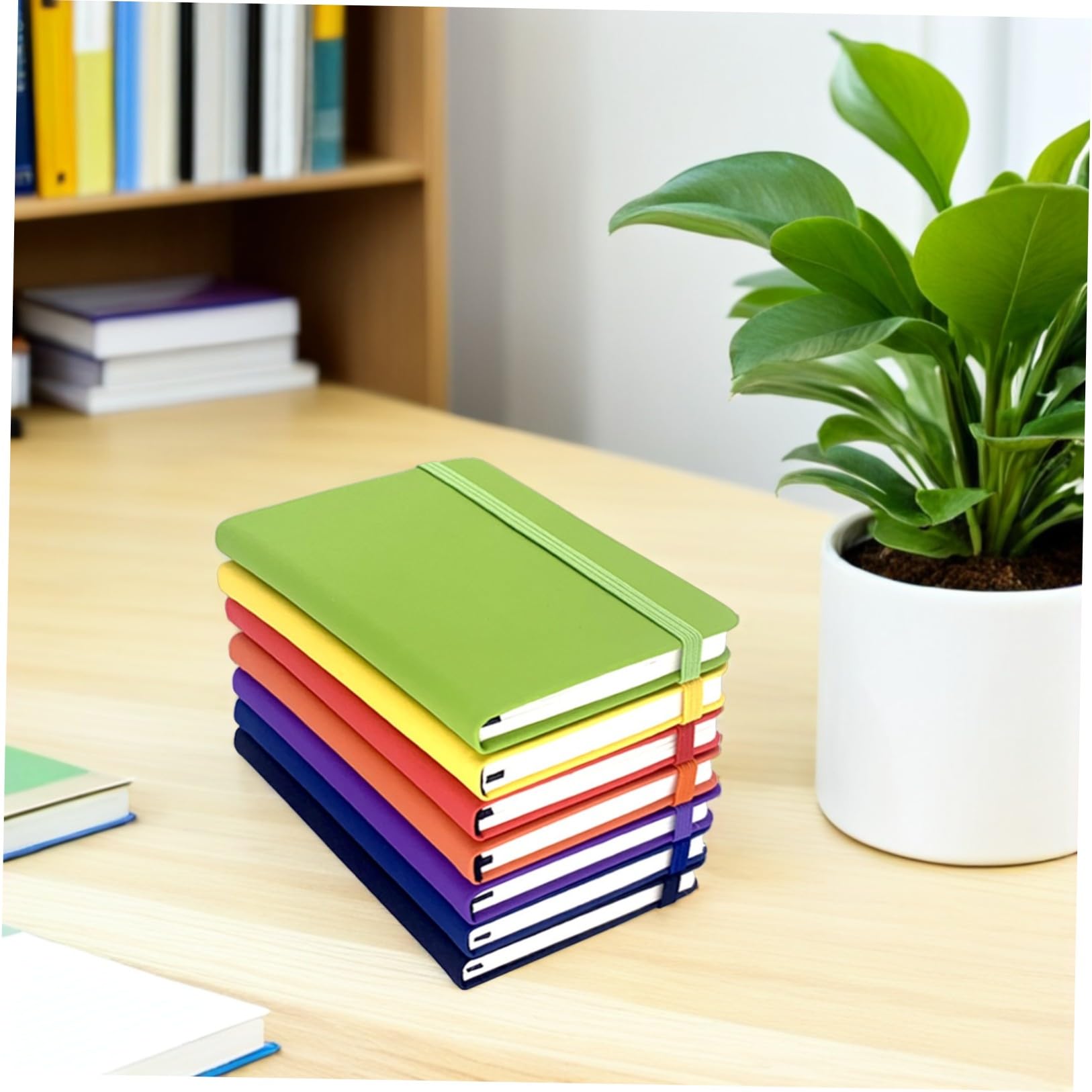 Set di 7 Taccuini A6 con Righe e Cinturino Elastico, Quaderni Portatili con Copertina Resistente per Appunti Scolastici e Ufficio