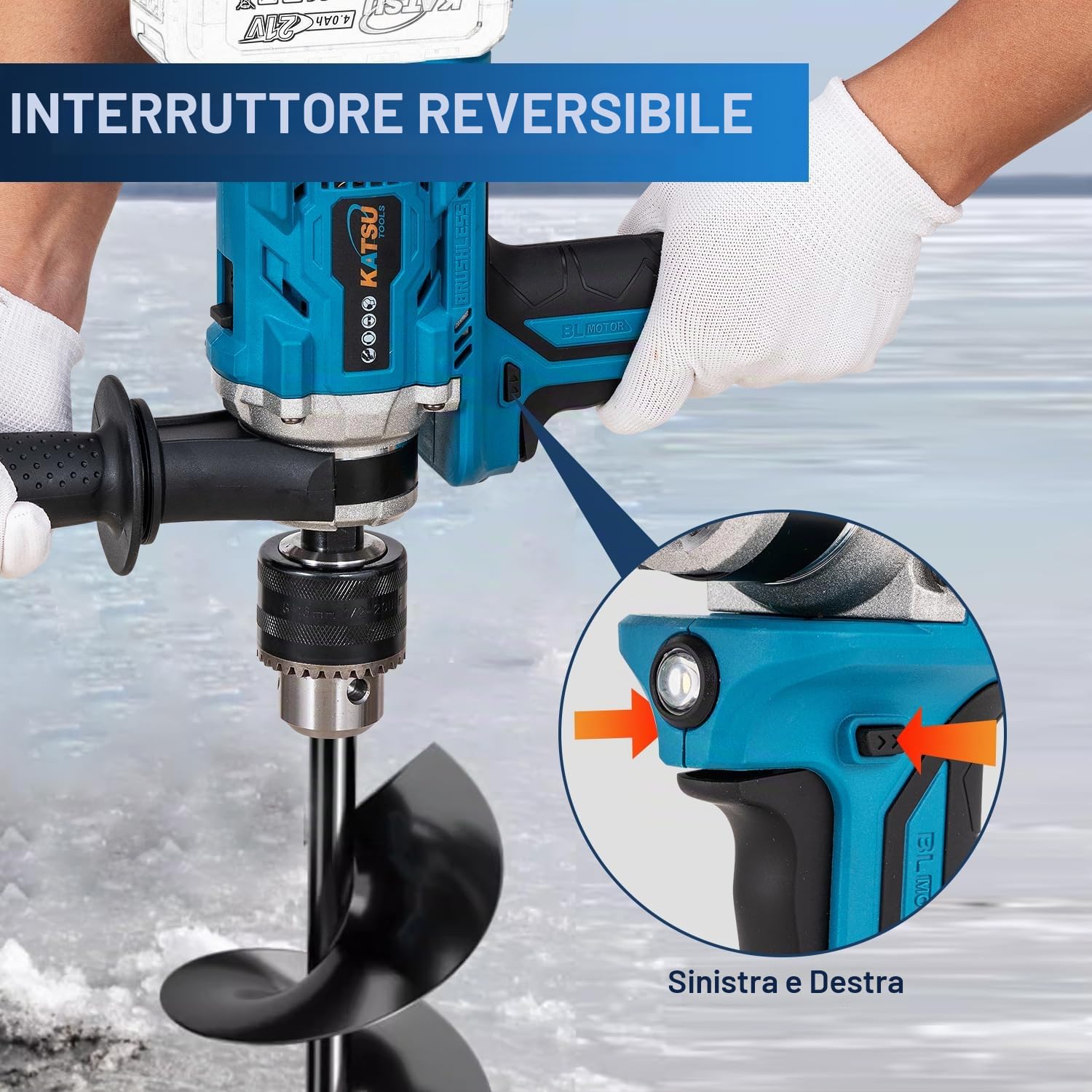 Katsu FIT-BAT - Trapano per miscelazione di malta cementizia senza spazzole senza fili, 21 V, mandrino da 16 mm, velocità continua, cambio a 2 marce, miscelatore portatile per intonaco, trapano a foro