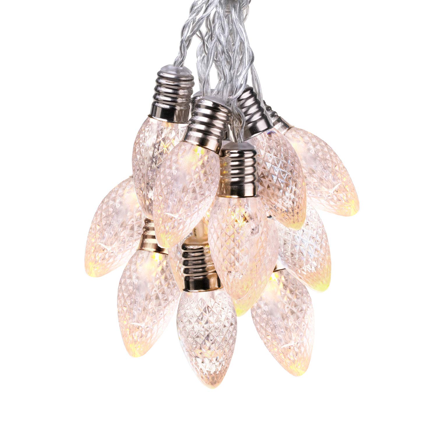 DecoKing 10 LED Fairy Lights with Timer Bulbs Warm White Static Battery Operated Garland Garden Decoration Crystalcone