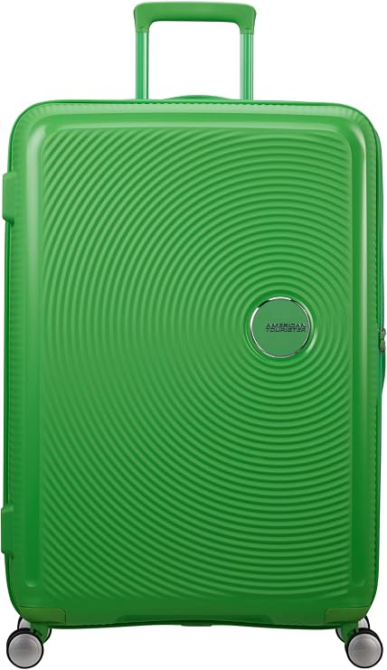 American Tourister Soundbox - Hard Shell Suitcase Large, 77 cm - Trolley Suitcase with 4 Wheels, TSA Lock, Expandable & Light, 97/110L, Green (Grass Green)